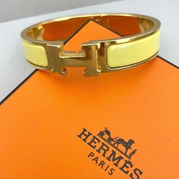 Hermes | Jewelry | Gorgeous Classy Hermes Yellow Enamel Gold H